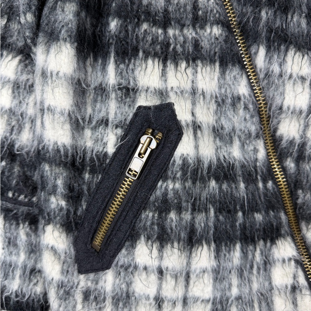 Free People Wool Blend Mohair Boho Shaggy Sherpa Bomber Cream Faux Fur Jacket - Picture 4 of 14